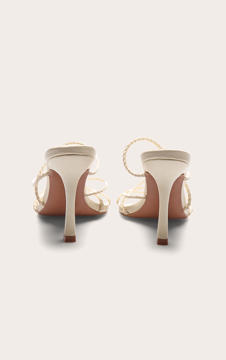 Bone Pu Braided Strap Heeled Mule image 4