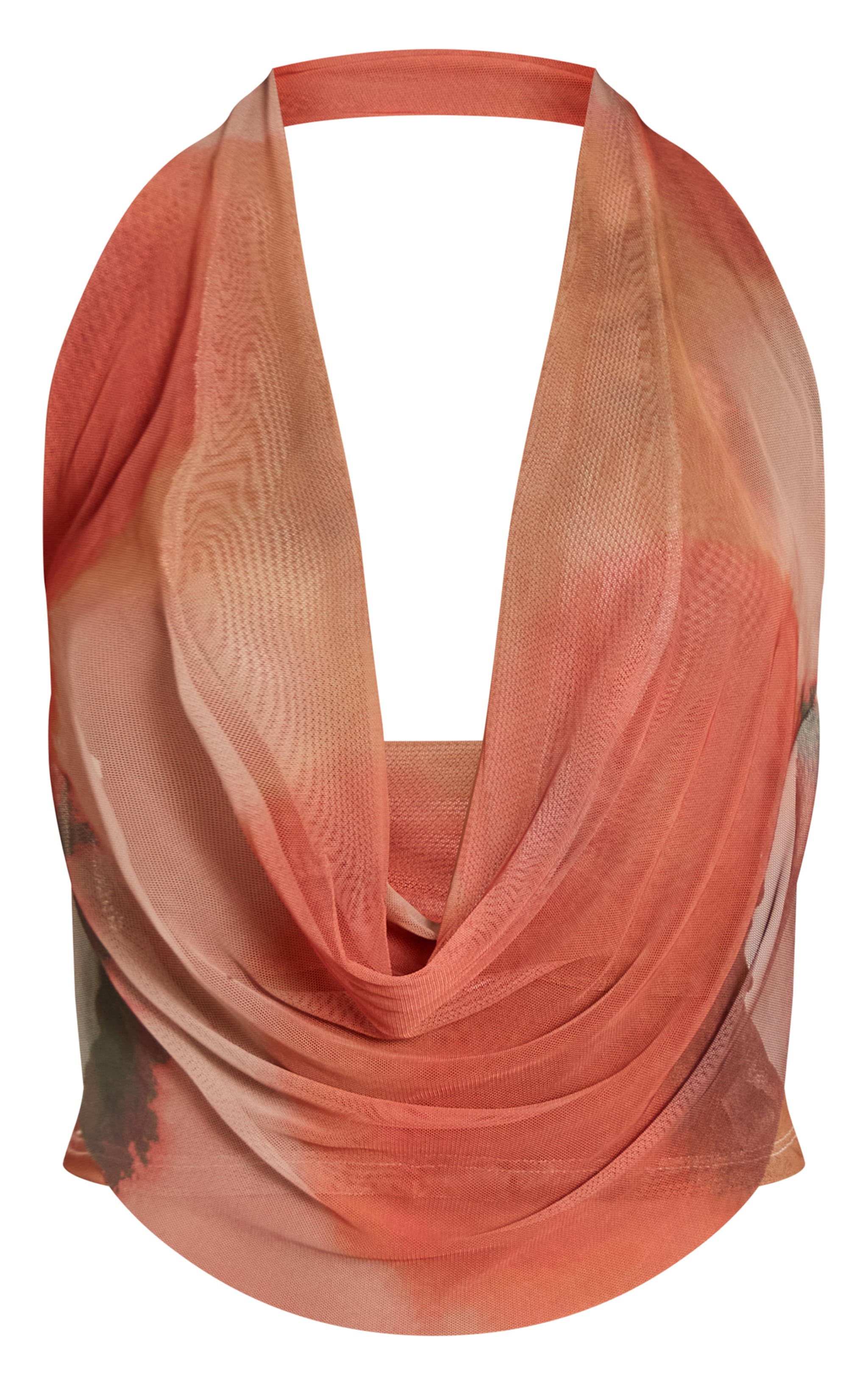 Multi Abstract Printed Mesh Halter Neck Top image 5