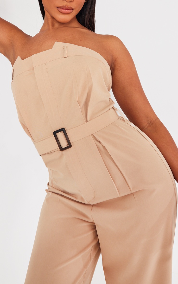 Stone Woven Belted Bandeau Wide Leg Jumpsuit image 4