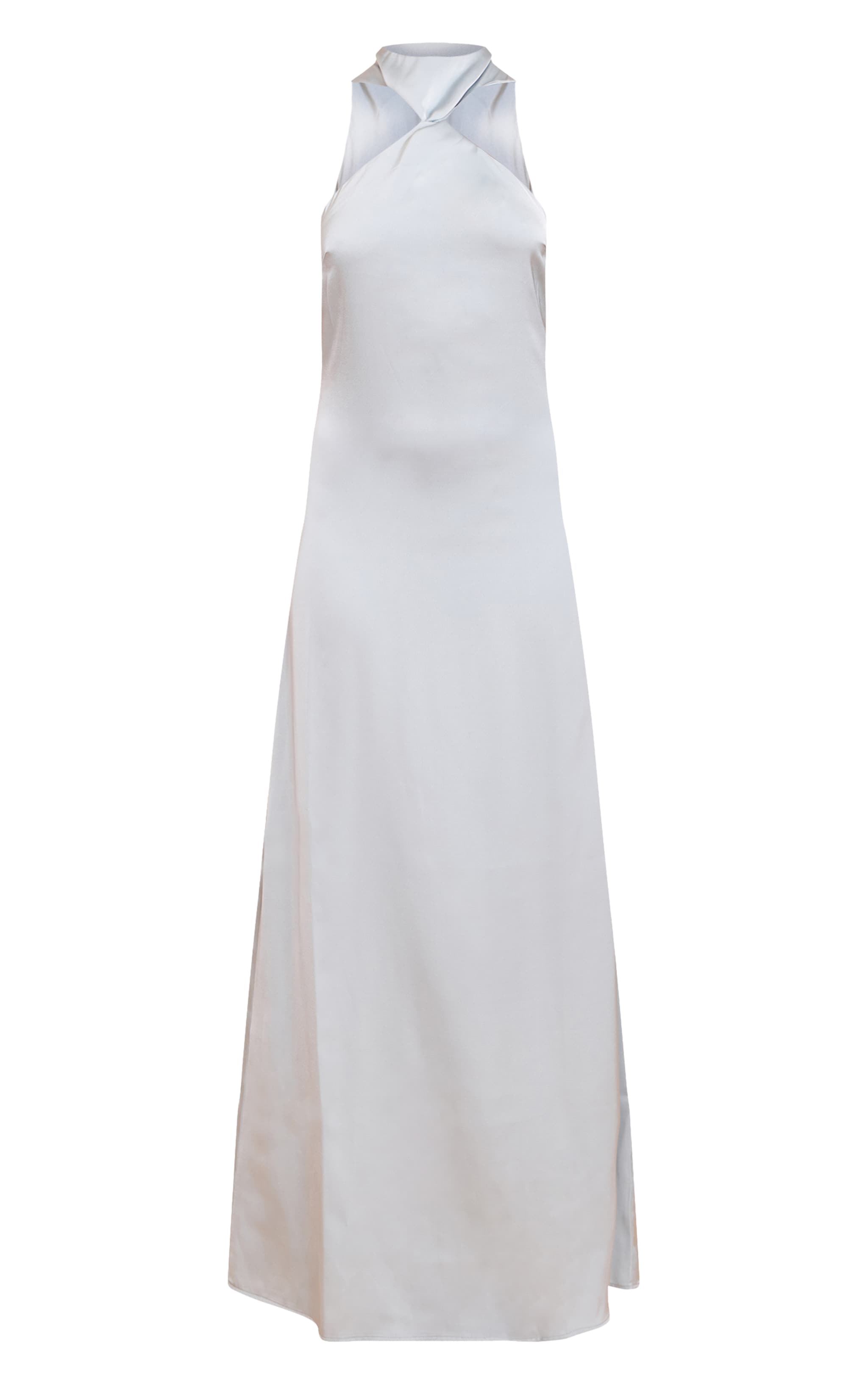 Baby Blue Satin Twist Front Maxi Dress image 5