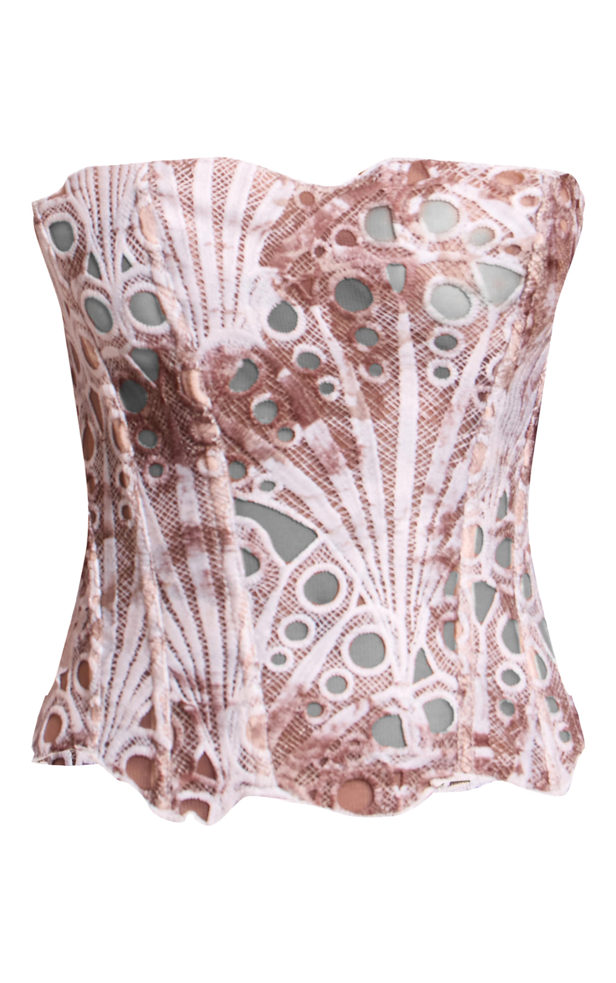 Petite Chocolate Textured Sheer Floral Lace Corset image 5