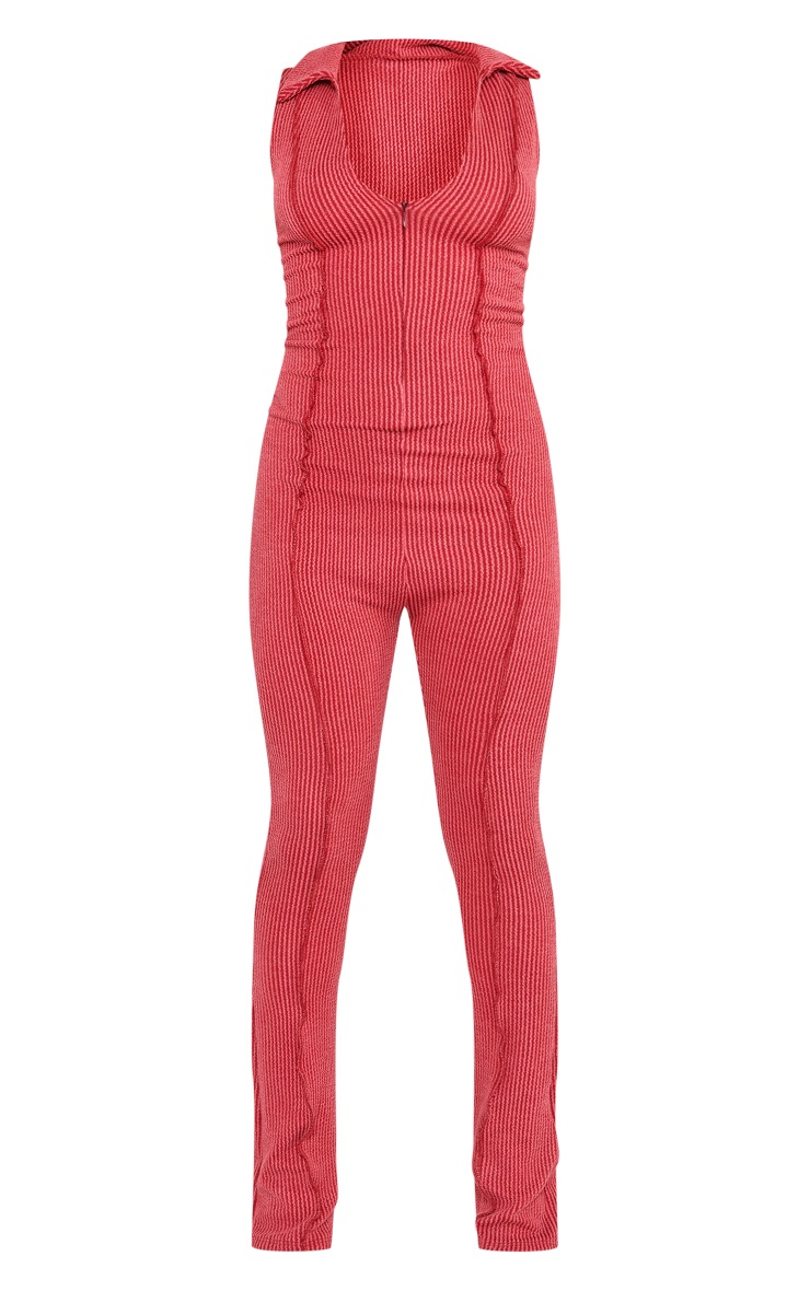 Burgundy Solid Color Cap Sleeve Knot Waist Shift Jumpsuit