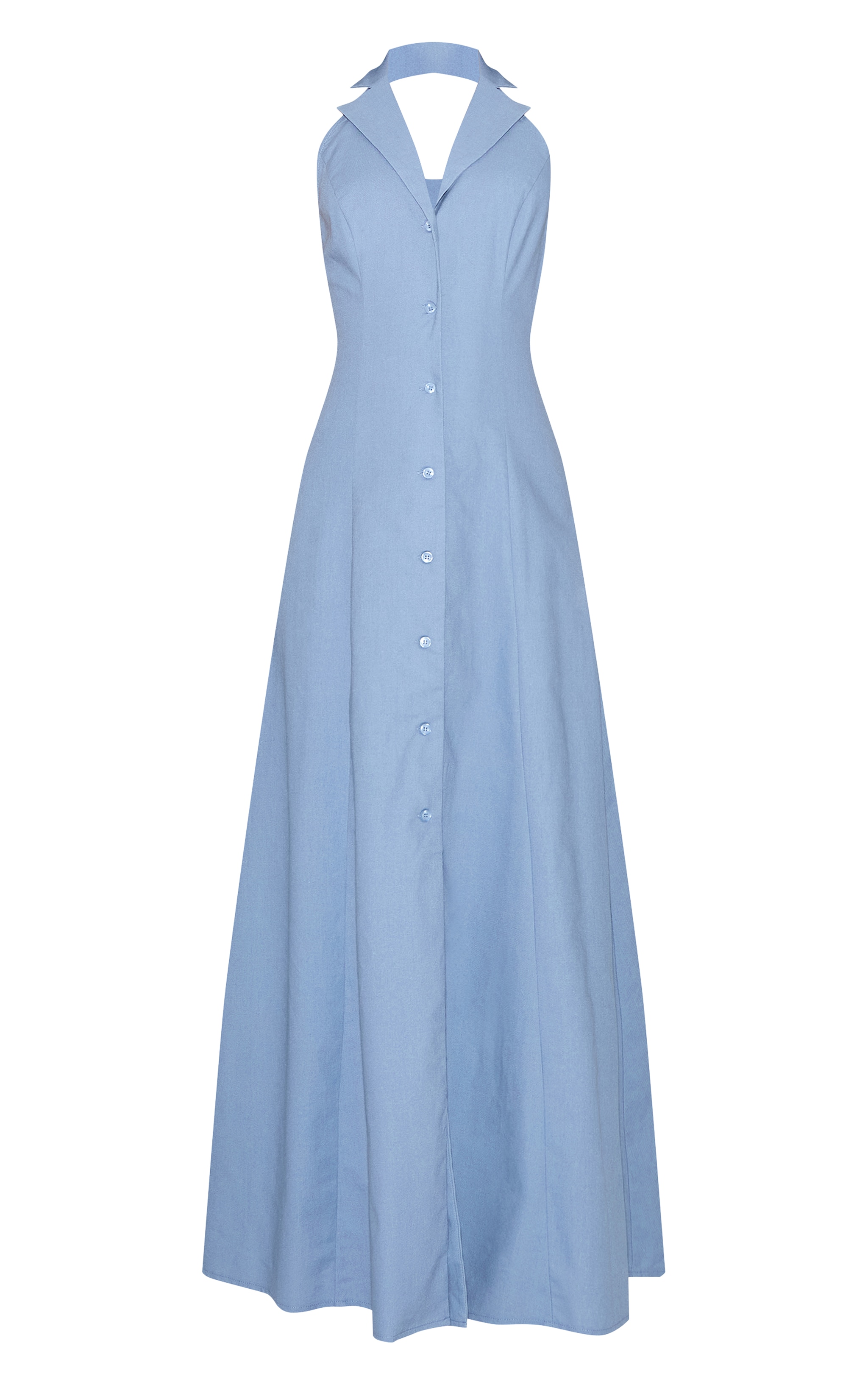 Light Blue Button Down Collar Detail Maxi Dress image 5