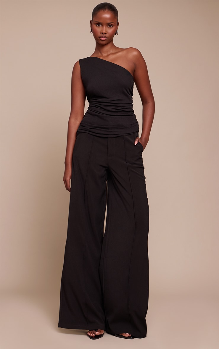 Black Double Layered Burnout Mesh Extreme Ruched Detail Top image 3