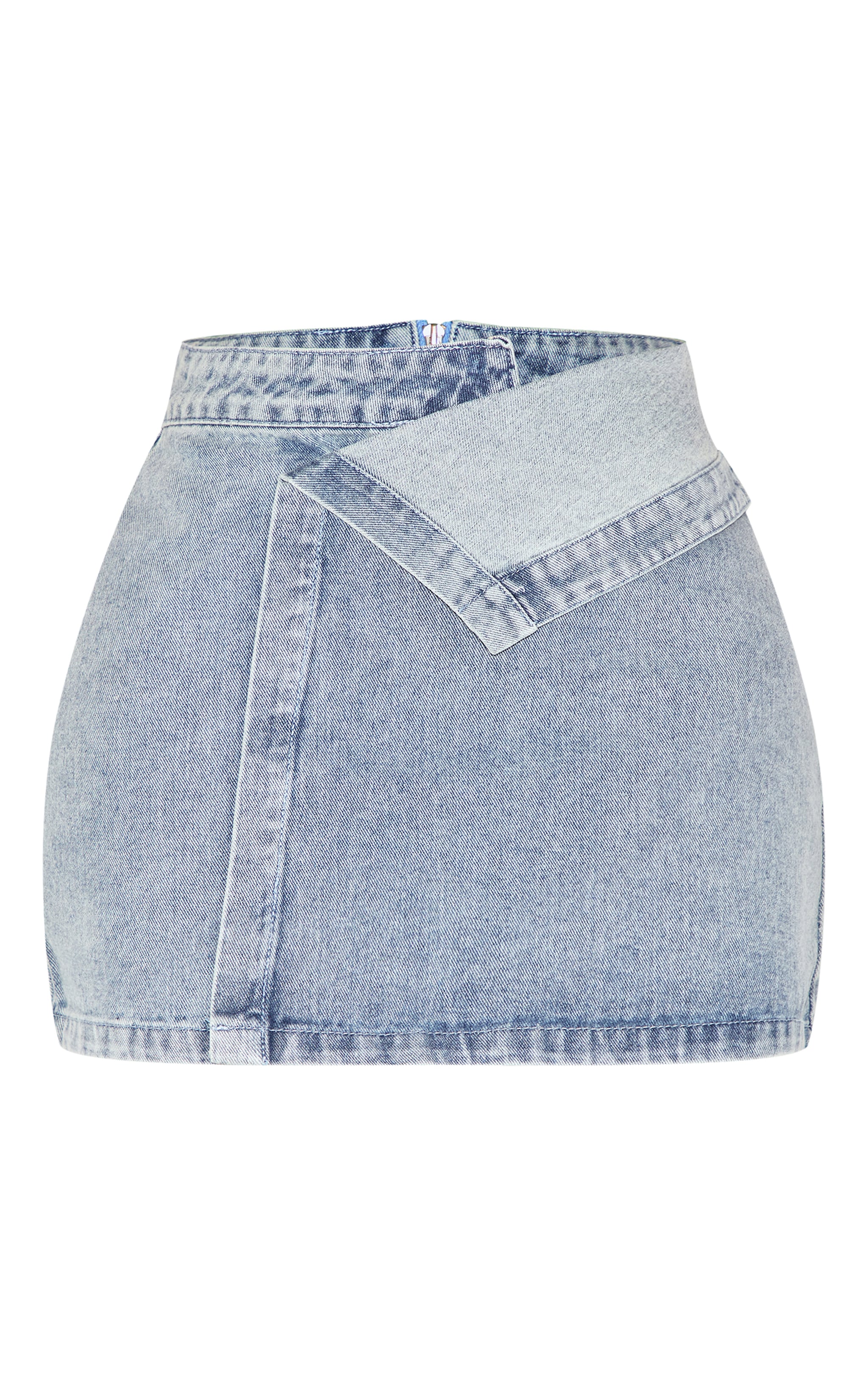 Shape Washed Blue Denim Foldover Waist Mini Skirt | Shape