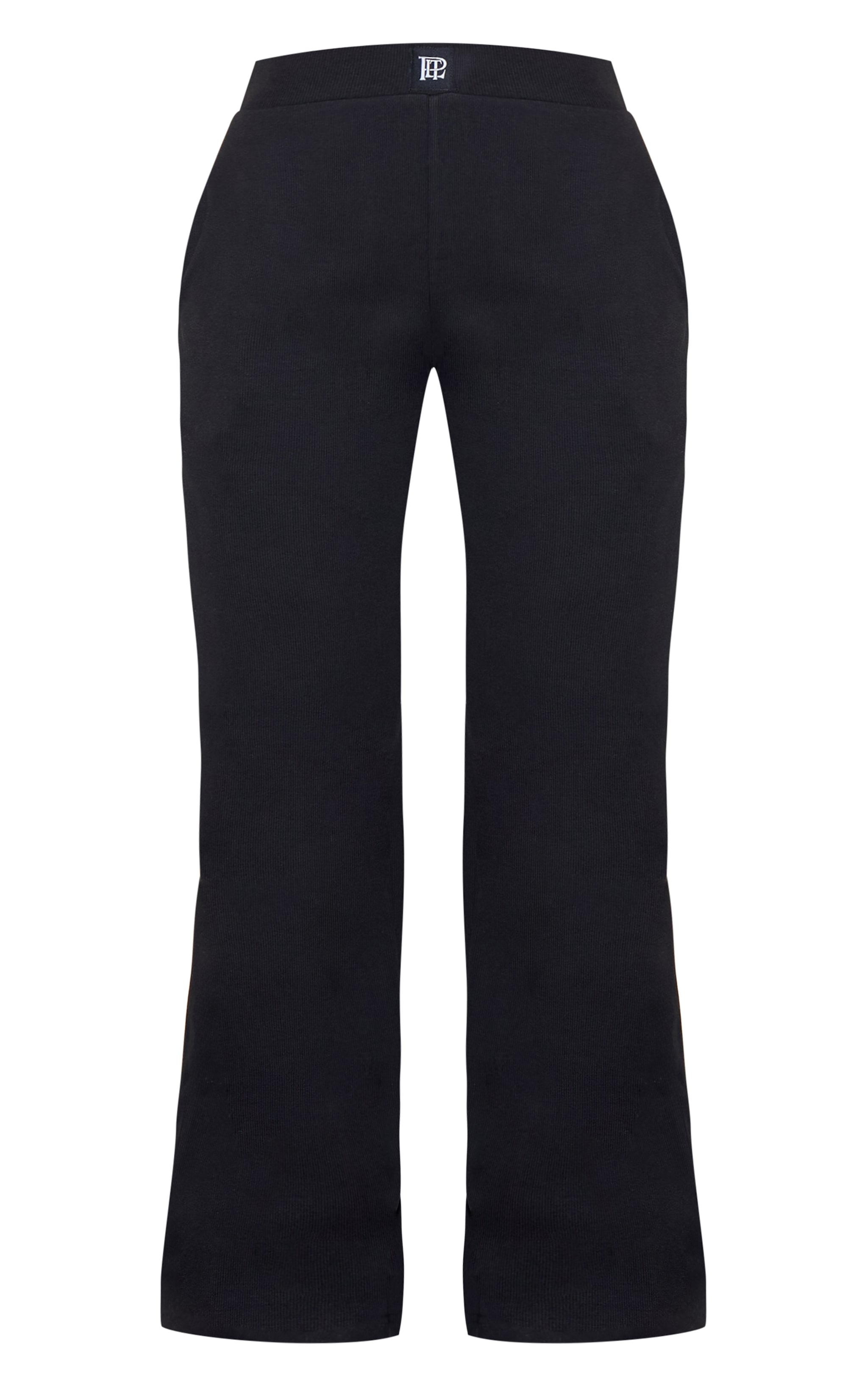 PrettyLittleThing Pantalon de pyjama large tonal côtelé noir à taille élastique image 5