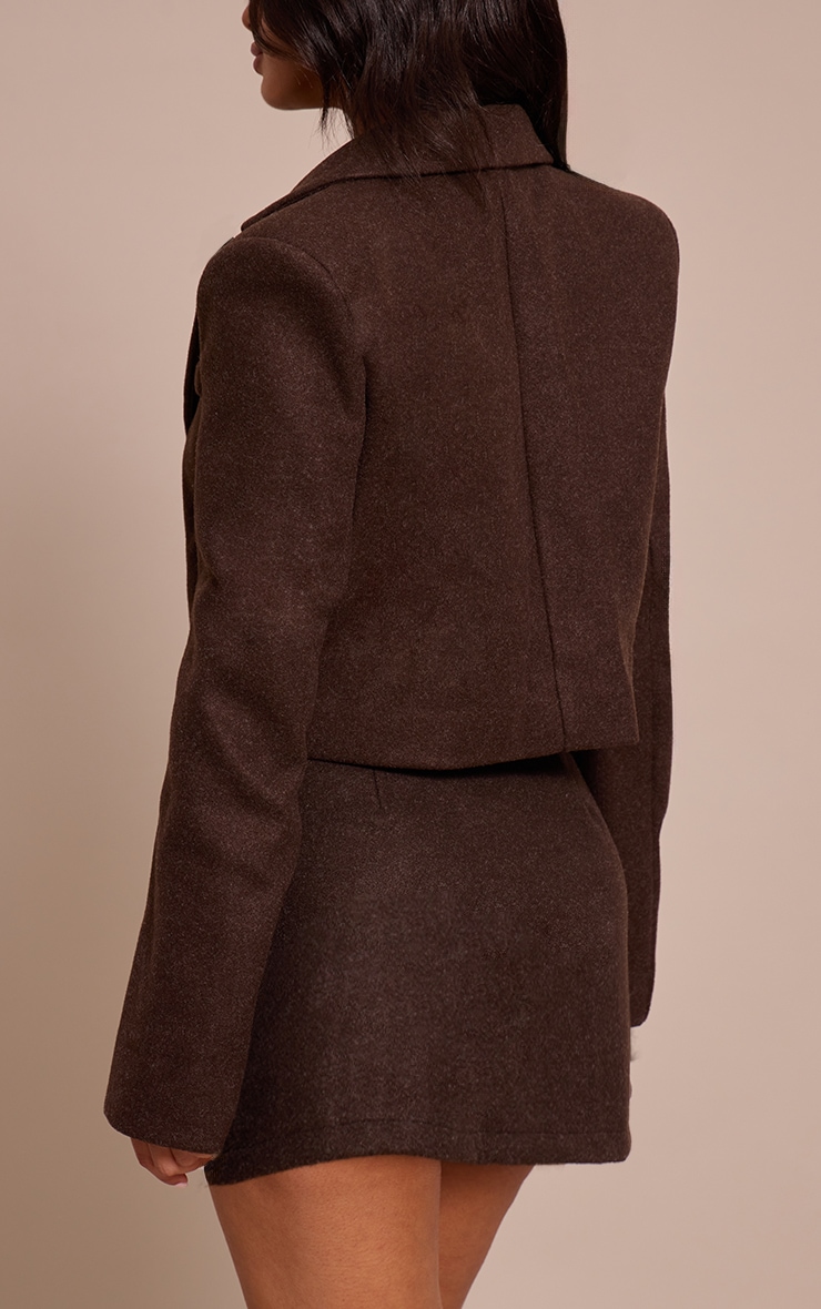 Petite Chocolate Pleated Wool Look Mini Skirt image 3