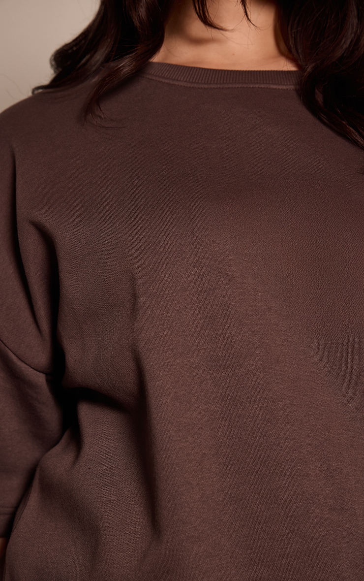 Plus  Chocolate Oversized Drop Shoulder Sweat T-Shirt image 4