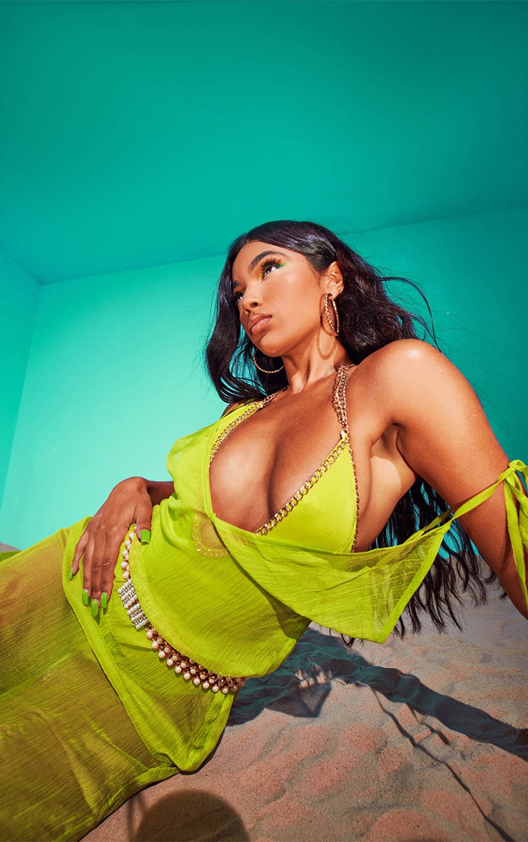 Lime Chiffon Maxi Beach Dress