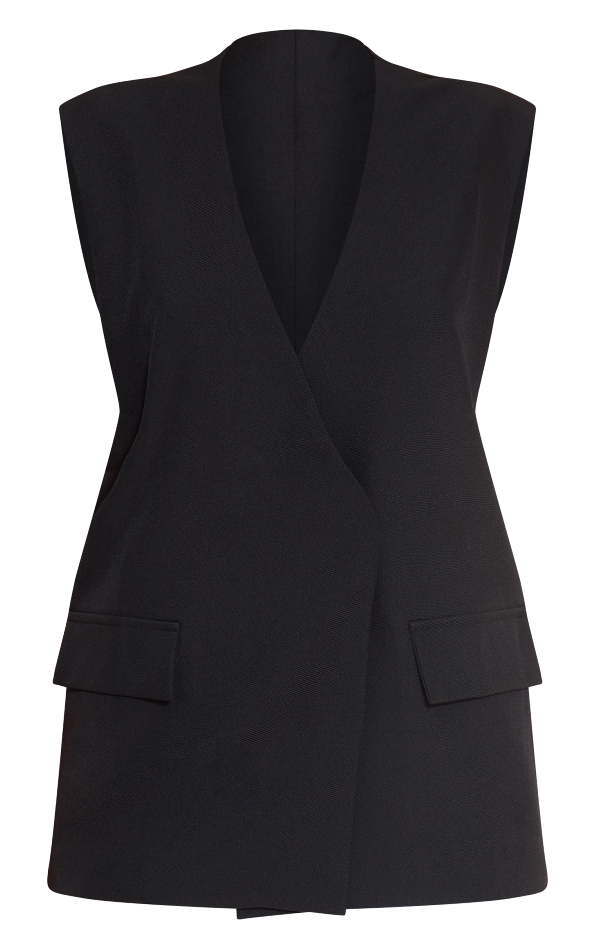 Black Oversized Boxy Longline Vest image 5