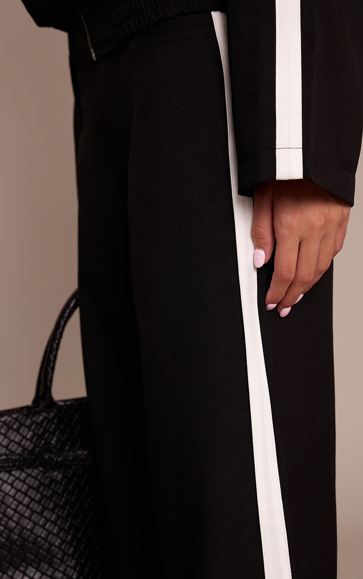 Black Striped Tailored Straight Leg Pants image 4