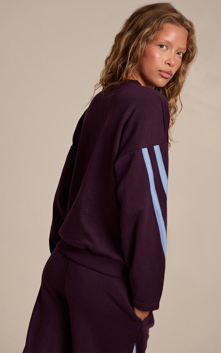Sweat oversize violet à rayures contrastées image 2