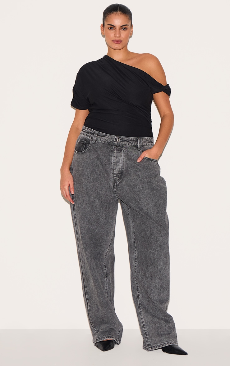Plus Black Soft Touch Twist Detail Bodysuit image 3