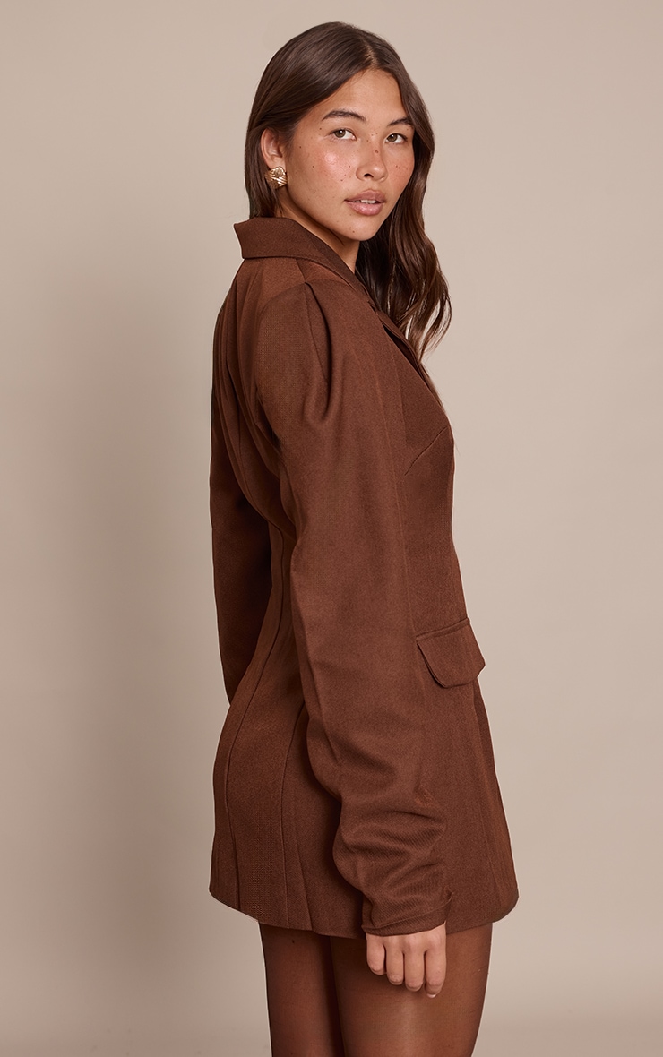Chocolate Drop Shoulder Cinch Waist Extreme Oversized Blazer image 2
