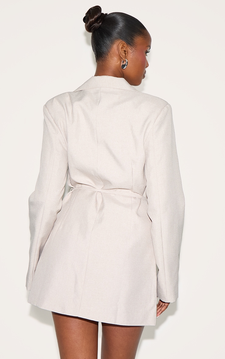 Robe blazer ceinturée tissée taupe image 2