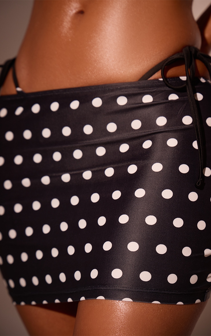 Black Polka Dot Mini Beach Skirt image 5