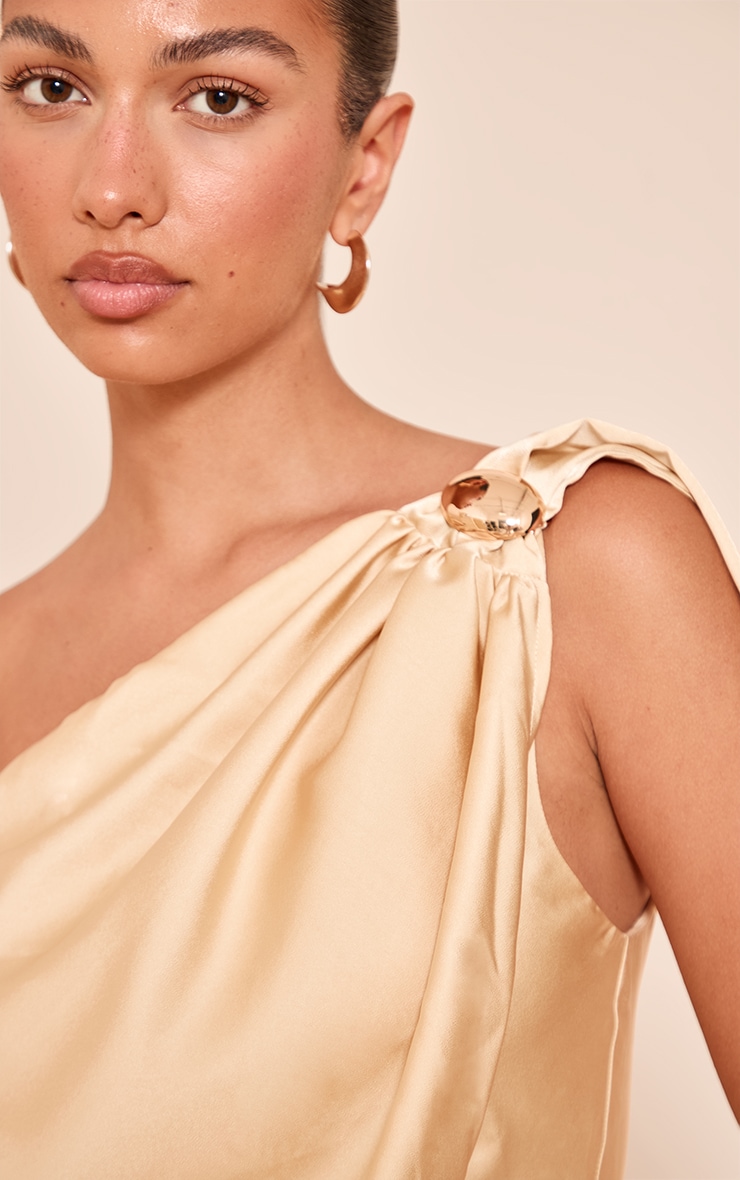 Butter Yellow Satin Drape Trim Detail Top image 4