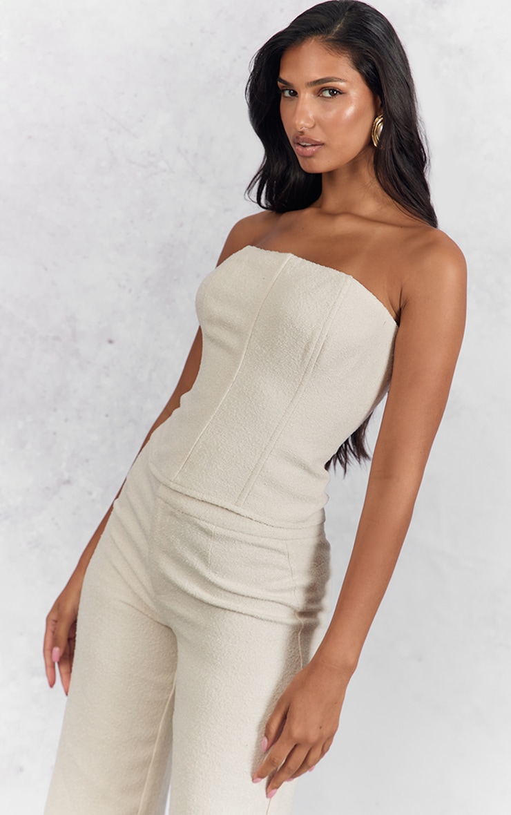 White Boucle Boned Corset image 1