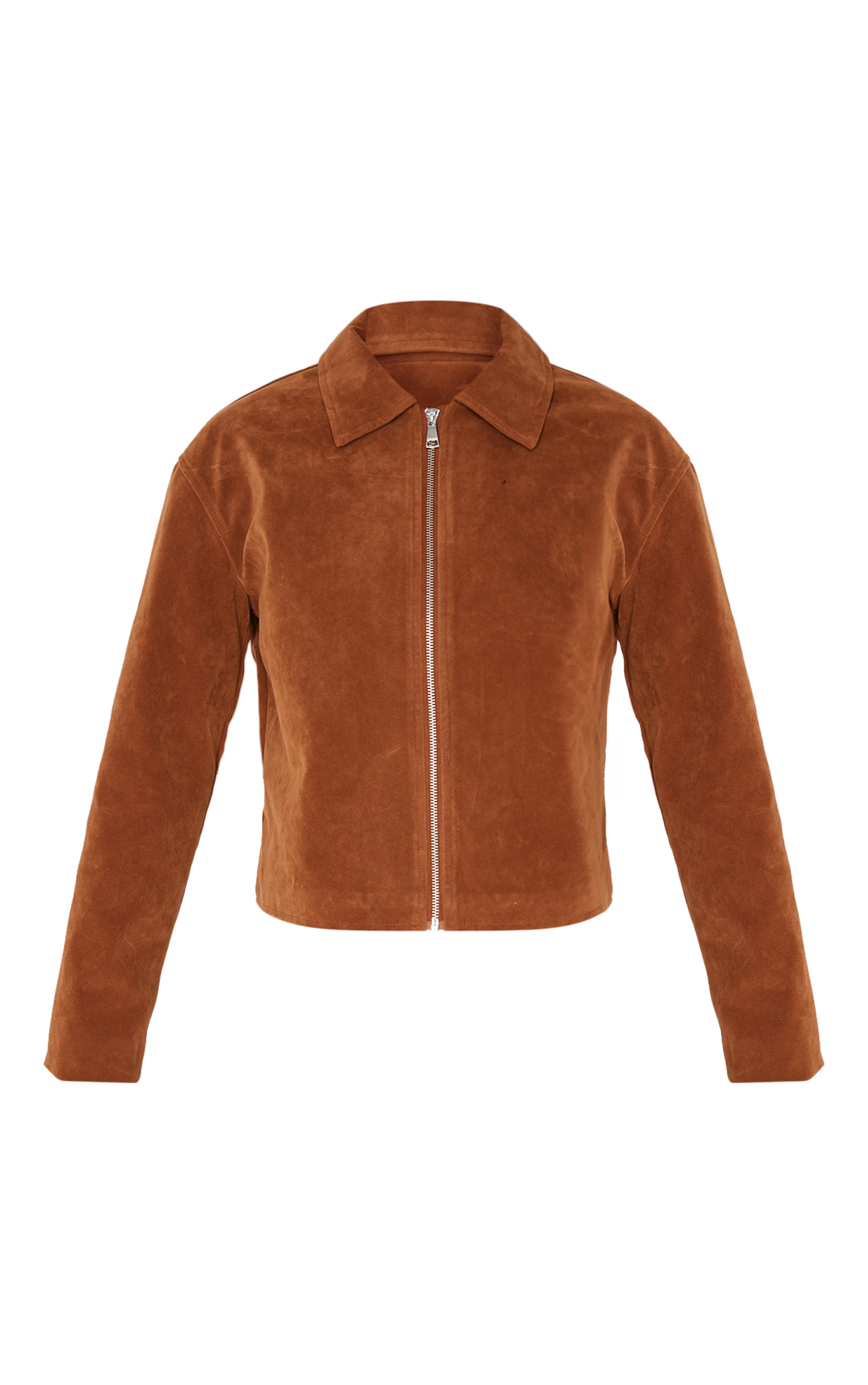 Tan Zip Up Faux Suede Jacket image 5