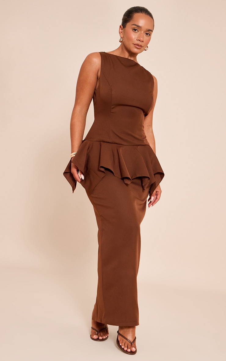 Shape Chocolate Boat Neck Dropped Hem Maxi Dress image 3