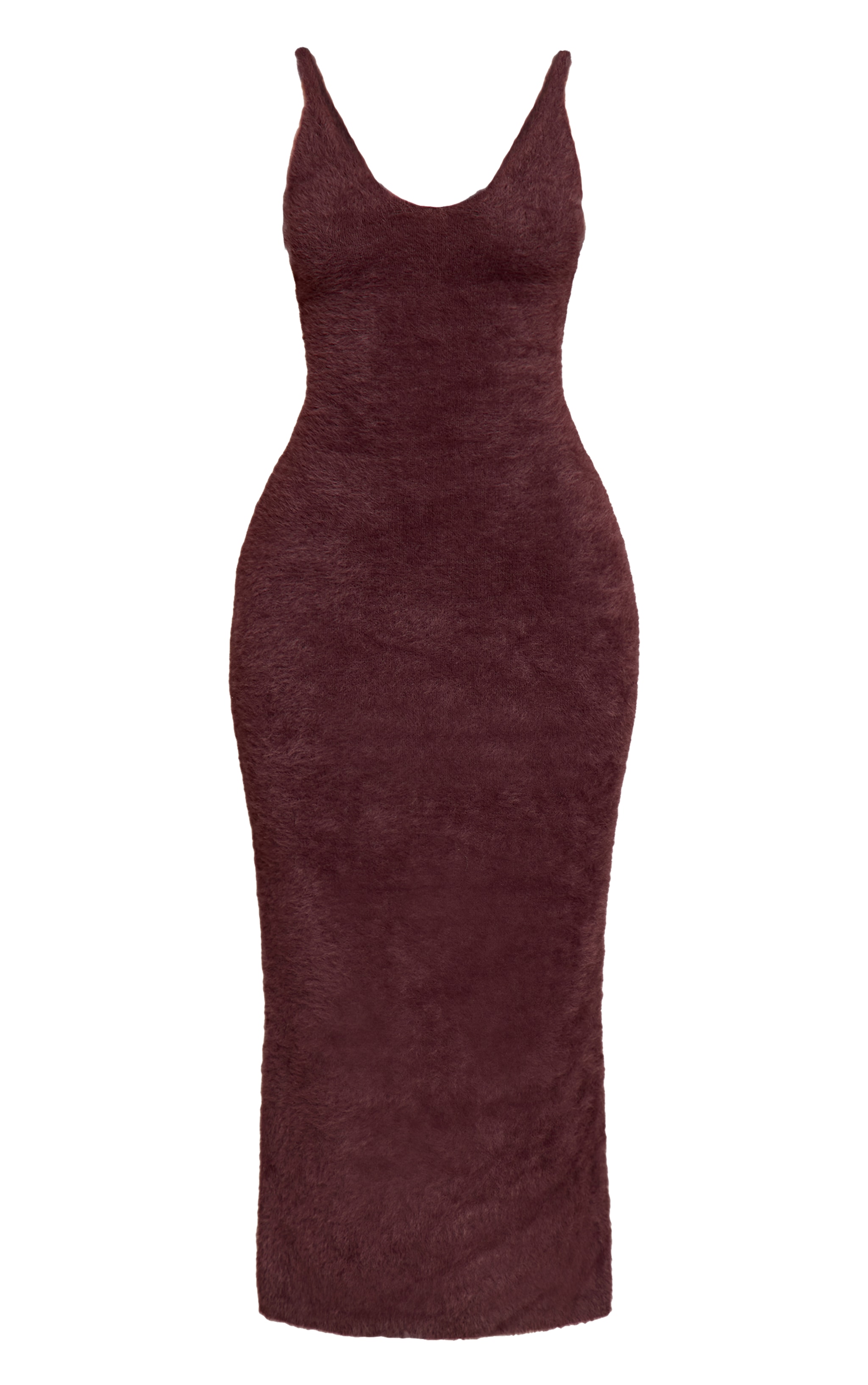Petite Chocolate Fluffy Knitted Strappy Maxi Dress image 5