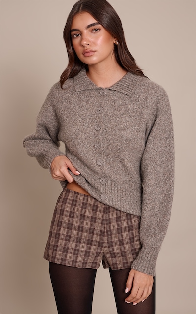 Brown Check Low Rise Hot Pants