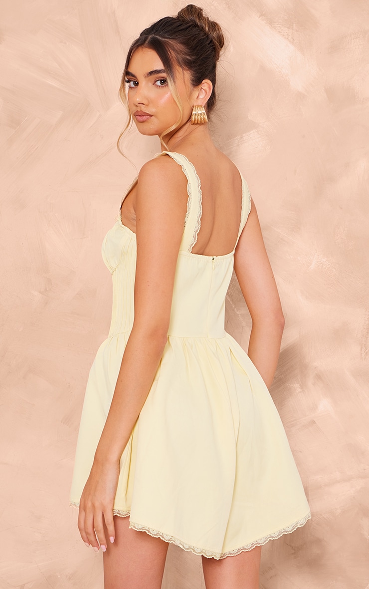 Lemon Woven Corset Lace Trim Romper image 2