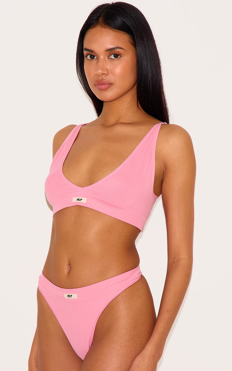 PRETTYLITTLETHING Pink Badge Seamless Thong image 4