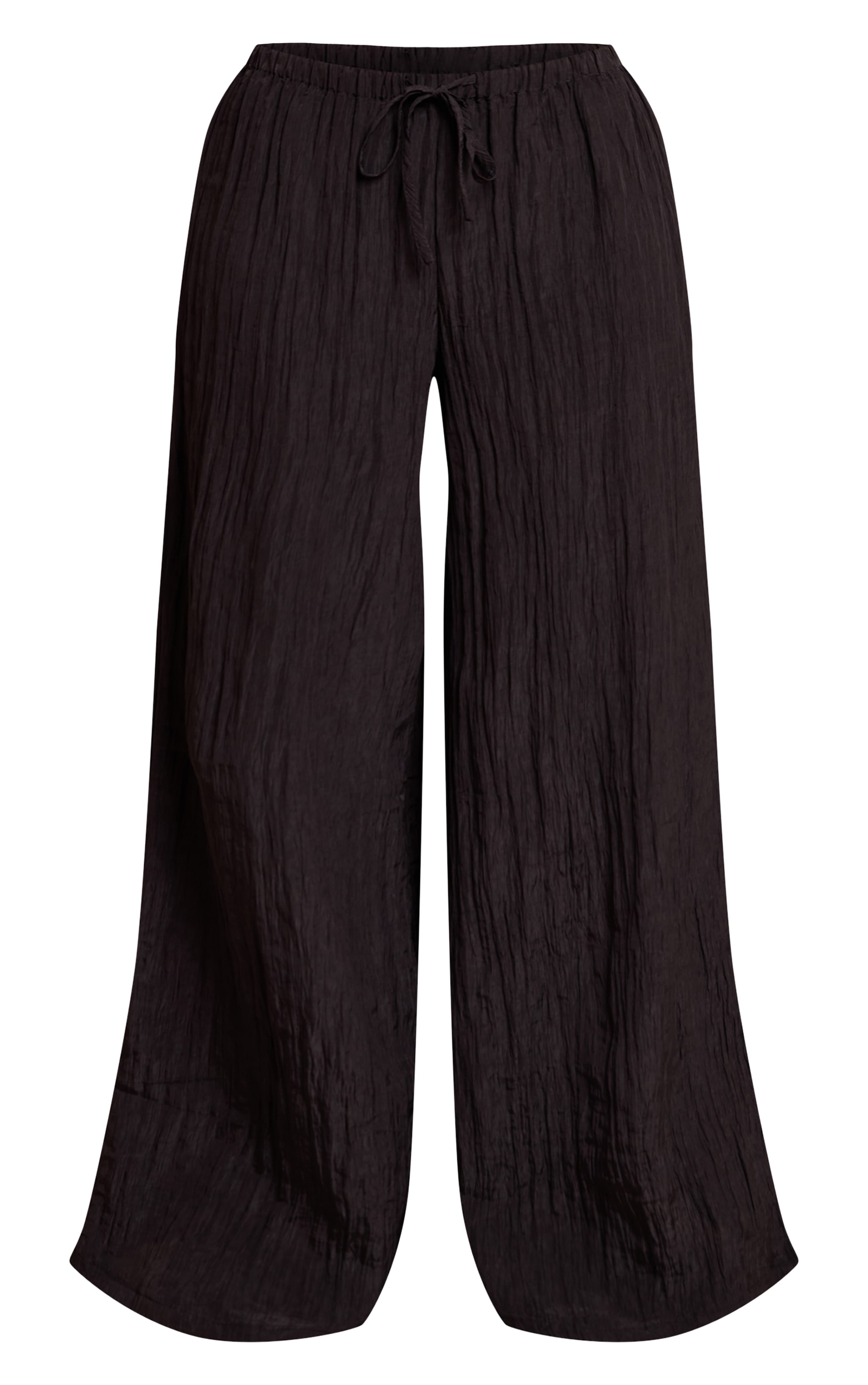 Petite Black Crinkle Satin Drawstring Low Rise Pant image 5