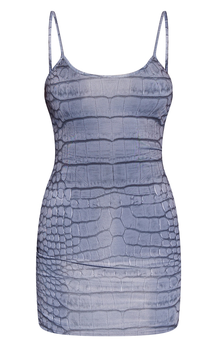 Grey Croc Printed Bodycon Dress image 6