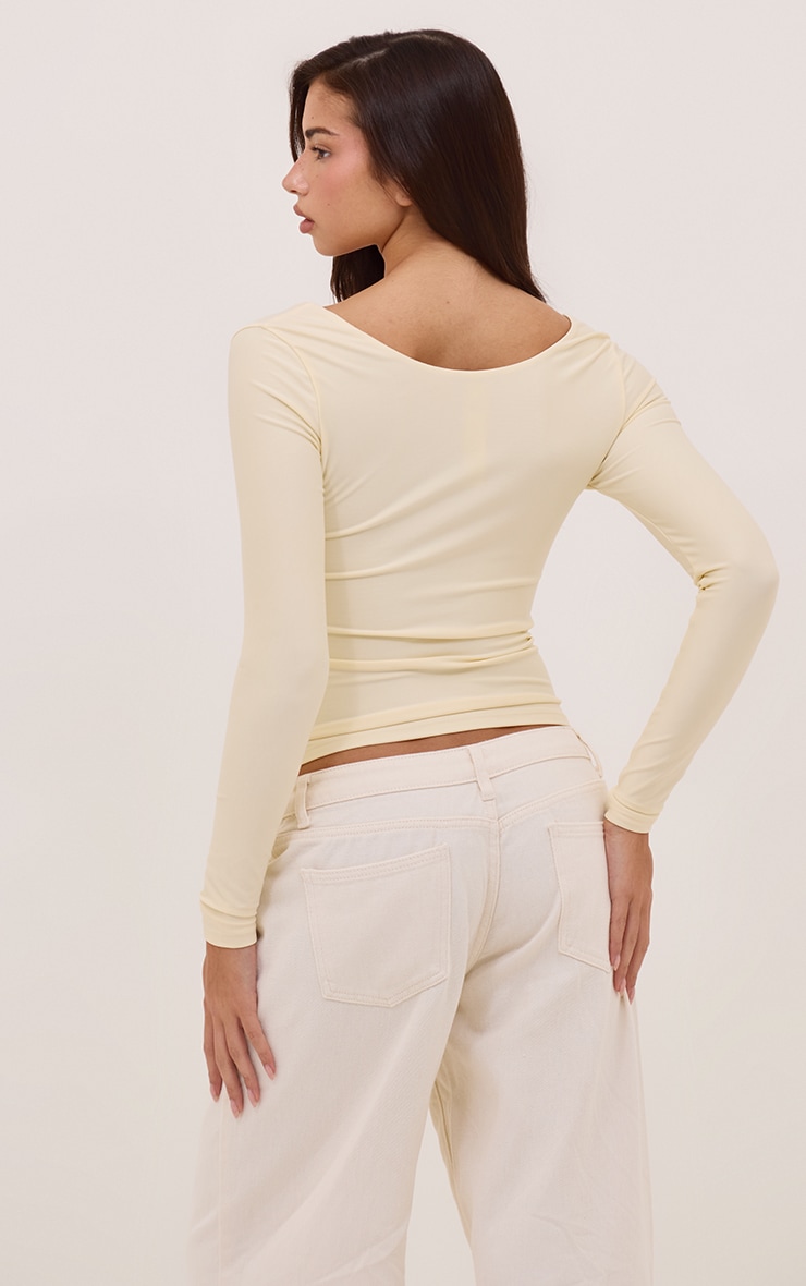 Vanilla Polyamide Scoop Neck Long Sleeve Top image 2