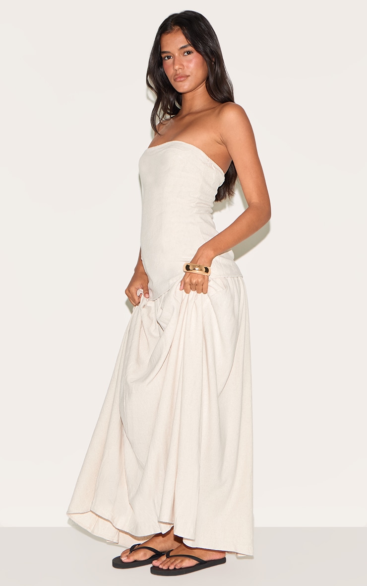 Cream Bandeau Long Line Maxi Dress image 3