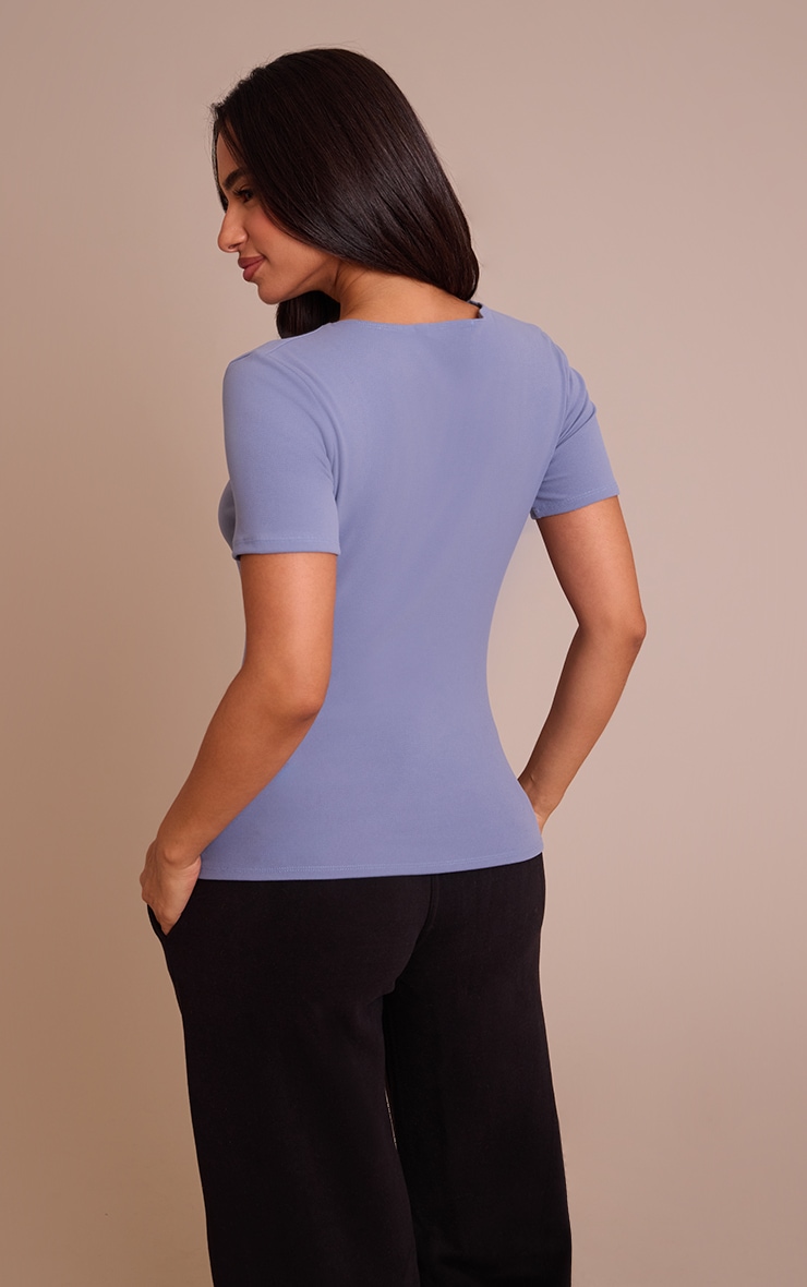 Petite Dusky Blue Super Soft Twist Detail Cap Sleeve Top image 2