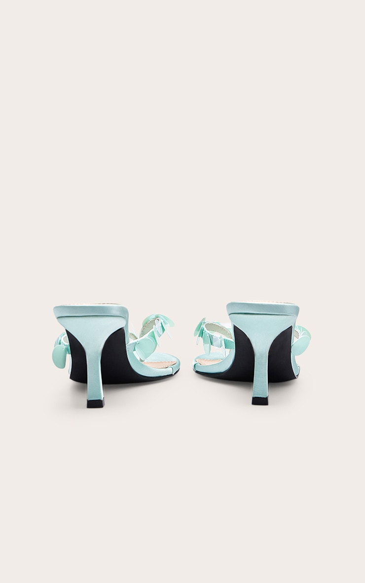 Aqua Sequin Toe Thong Heeled Mules image 4