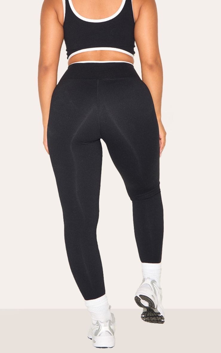 Shape Black Active Contrast Binding Wrap Waistband Leggings image 3