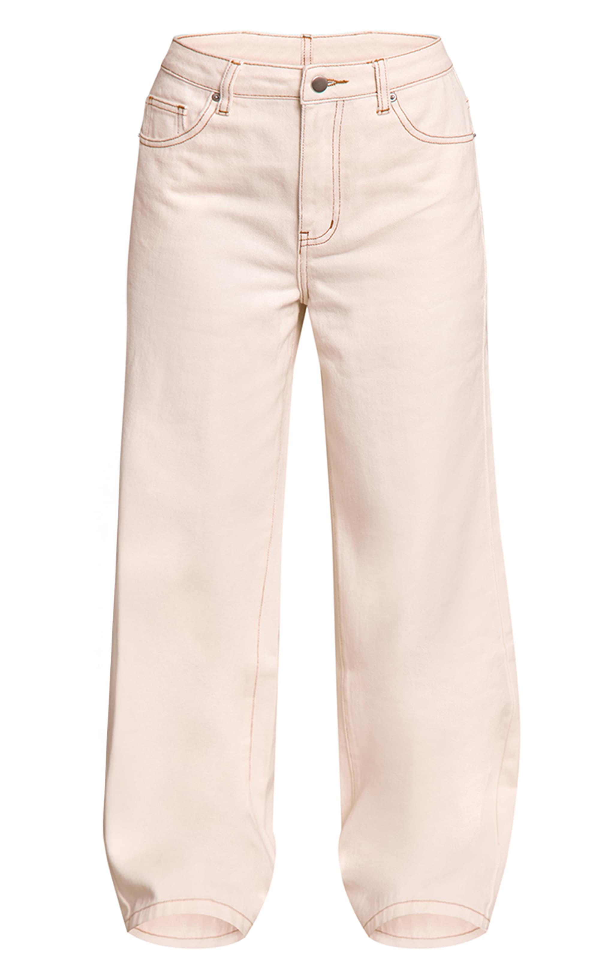 Petite Ecru Contract Stitch Straight Leg Jeans image 5