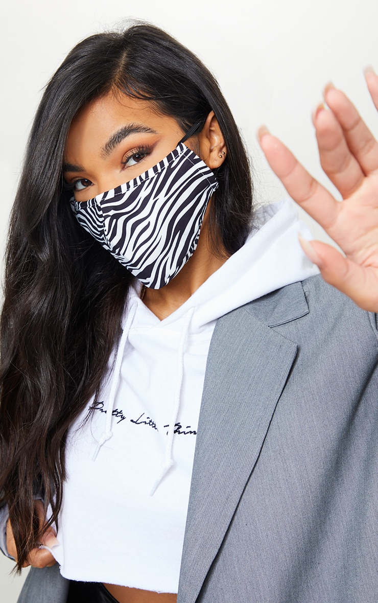 Black Zebra Fashion Face Mask Accessories PrettyLittleThing USA