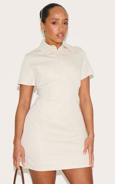 Shape Mini robe tissée stretch crème à boutons devant