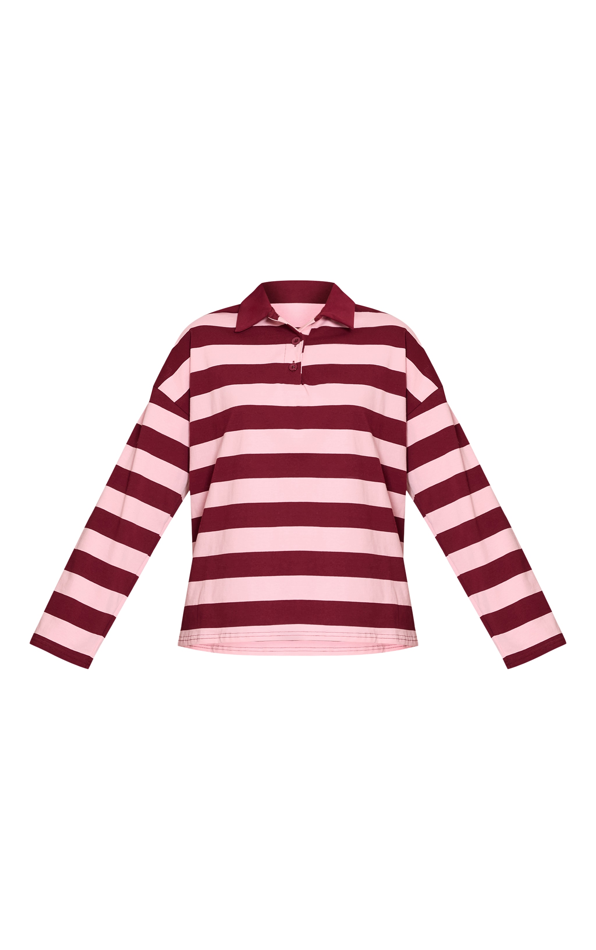 Plum Collar Detail Long Sleeve Rugby Top image 5