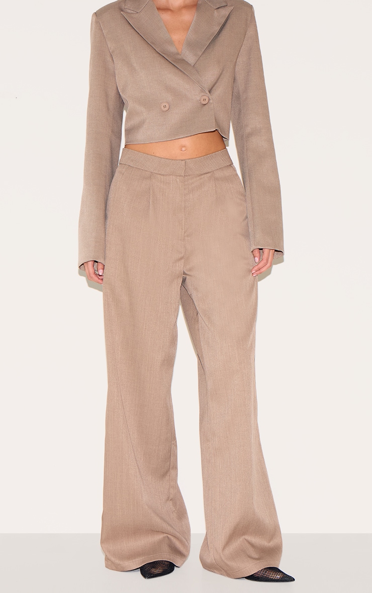 Pantalon de tailleur large tissé gris champignon image 2