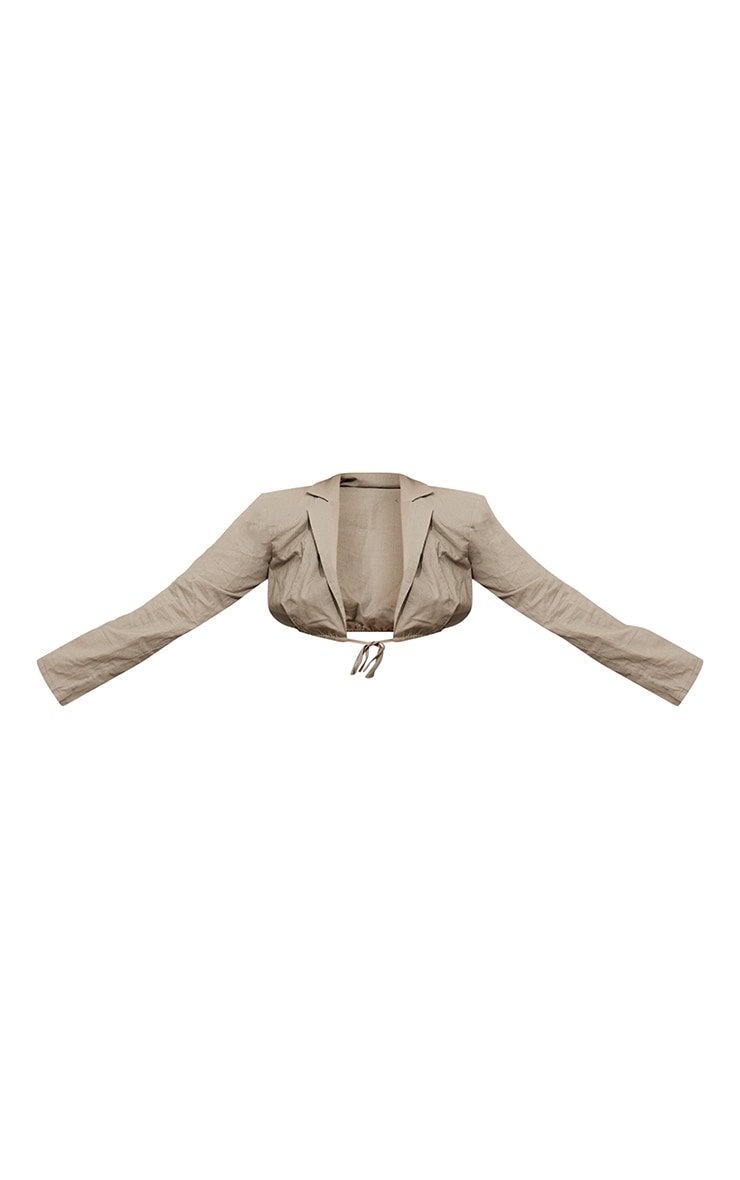 Light Khaki Long Sleeve Crop Blazer image 5