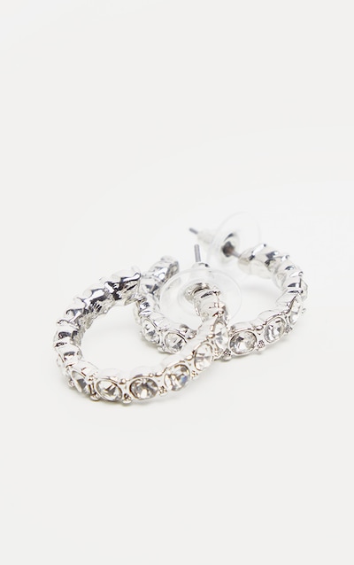 Silver Mini Diamante Hoop Earrings
