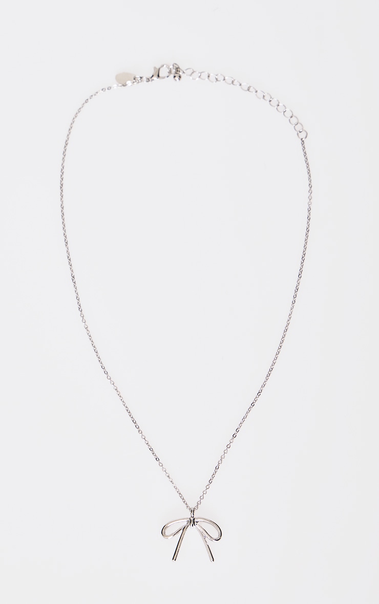 Silver Delicate Bow Necklace image 4