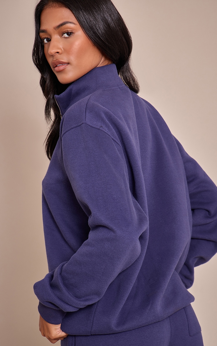 Tall Navy Funnel Neck Zip Sweatshirt image 2