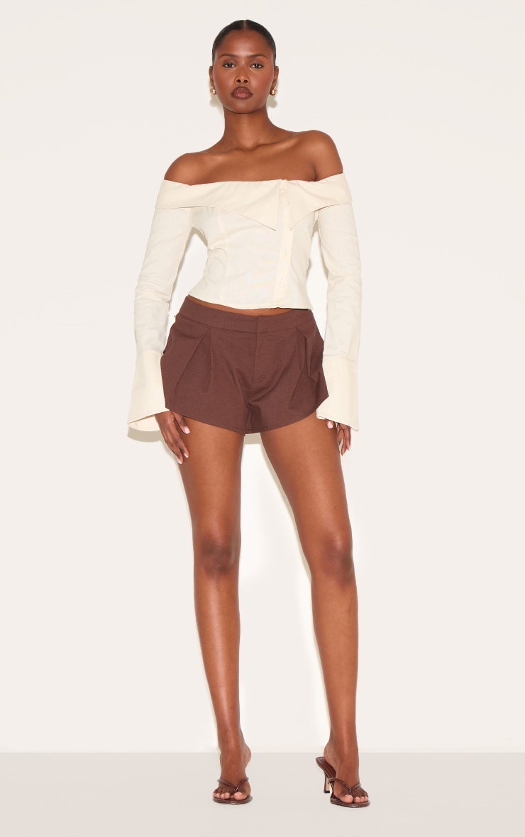 Butter Yellow Linen Blend Bardot Button Up Shirt image 3