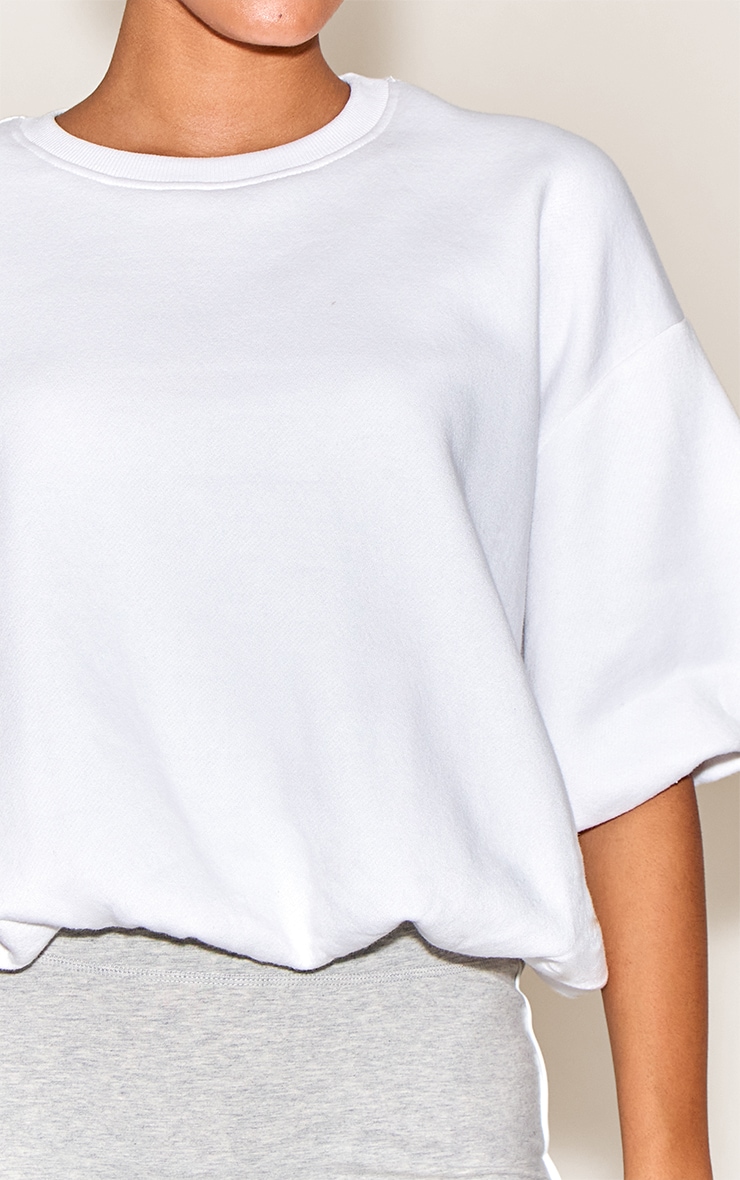 White Elasticated Puff Boxy Sweatshirt image 4