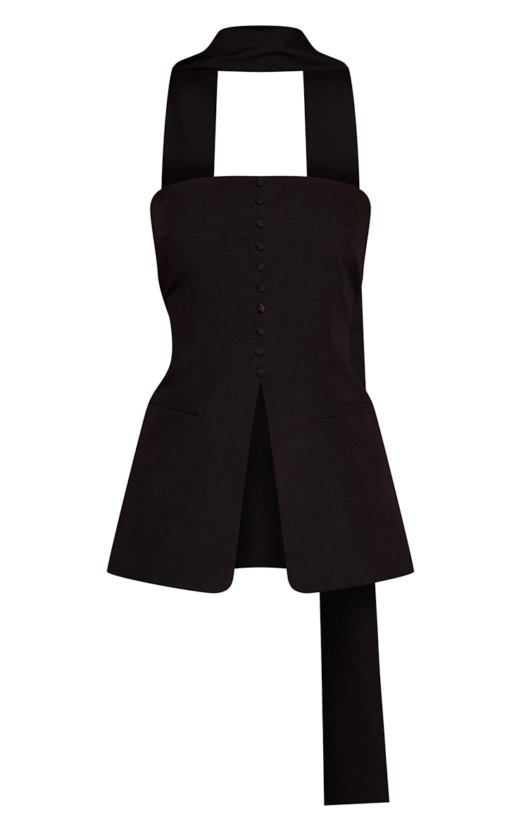 Black Tailored Split Hem Bandeau Top image 5