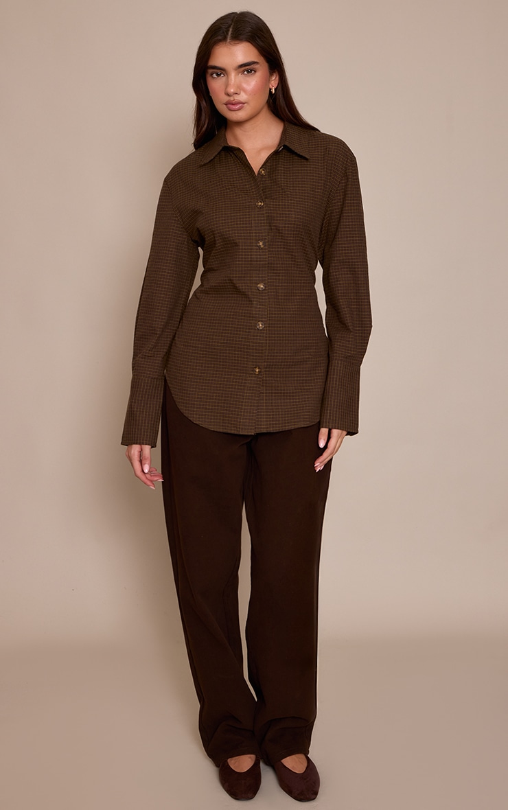 Green Check Fitted Tie Back Deep Cuff Shirt image 3