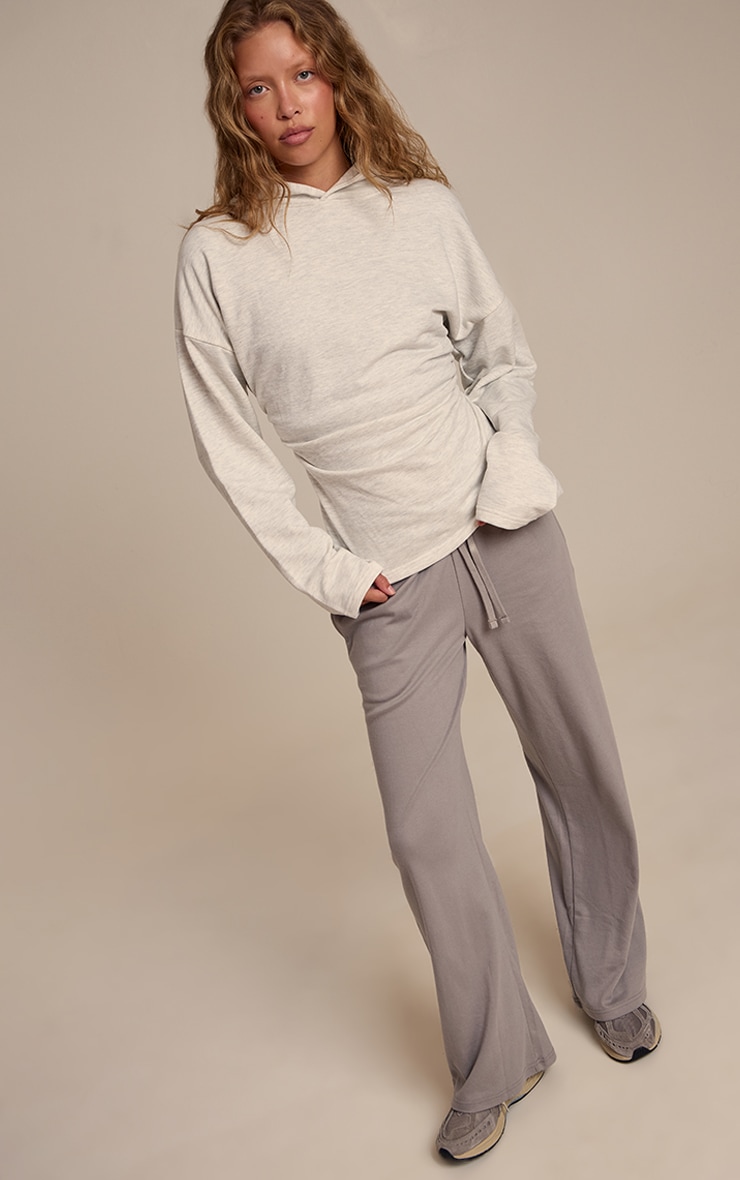 Ash Grey Loopback Cinched Waist Hoodie image 3