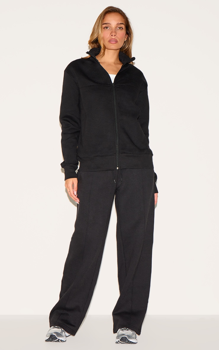 Black Seamed Detail Zip Through Track Top image 3